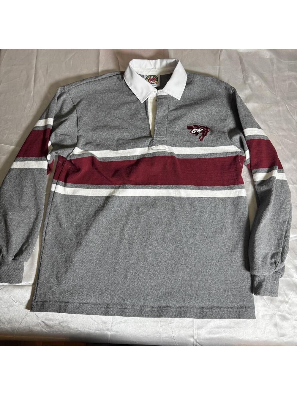 Vintage Ottawa Gee-Gees Barbarian Rugby Shirt Men’s Medium Grey Burgundy Canada